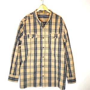 Cavi Plaid Button Down Zippered Back Long Sleeve Big Tall Shirt 4XL